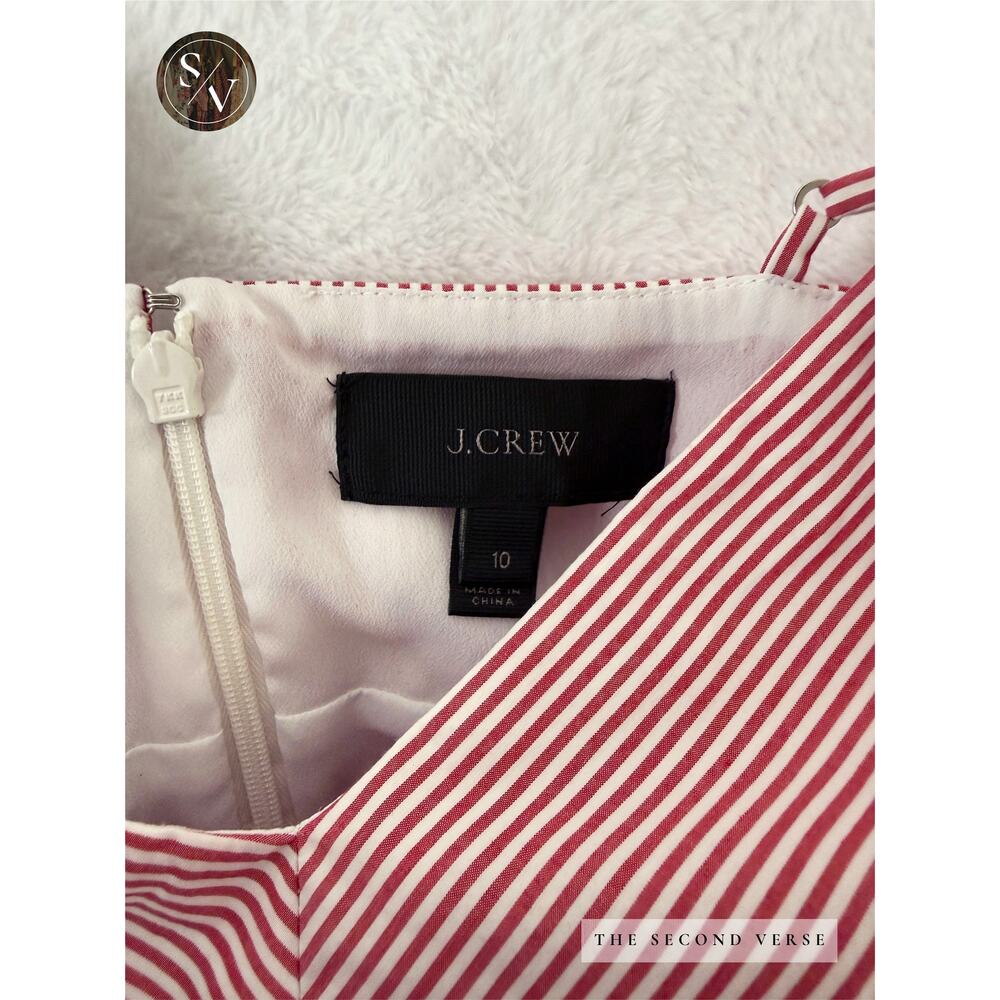J. Crew Spaghetti Strap Stripe Red White Dress Size 10 - Picture 9 of 11